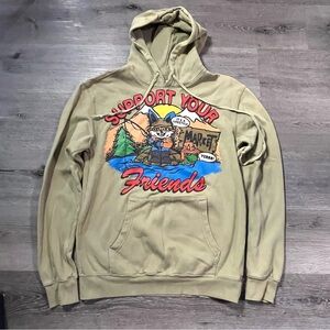 Chinatown Market Men’s Green Support Your Friends Hoodie Sweatshirt Size Medium